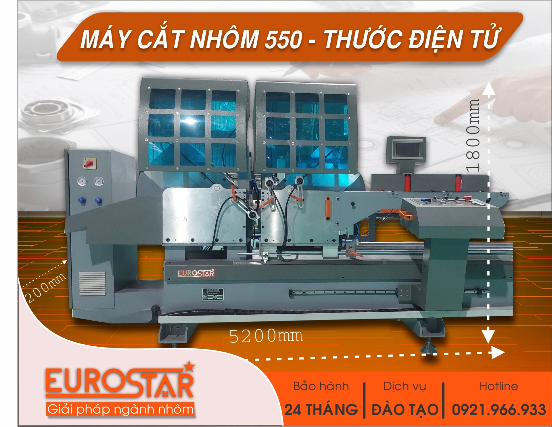 máy cắt nhôm 2 đầu lưỡi 550mm