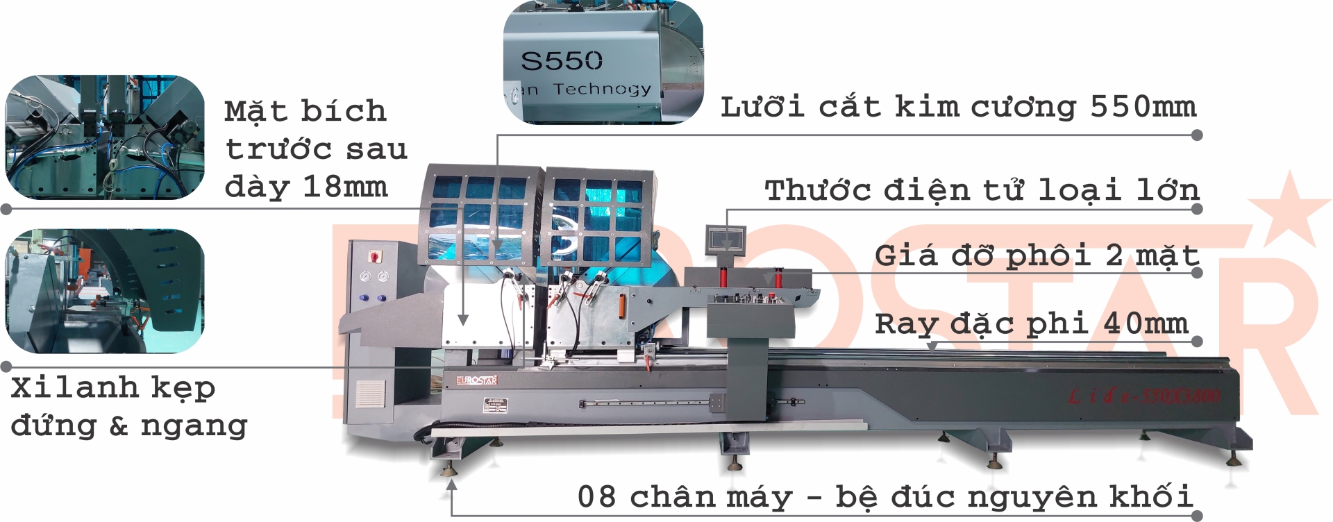 máy cắt nhôm 2 đầu LƯỠI 550MM