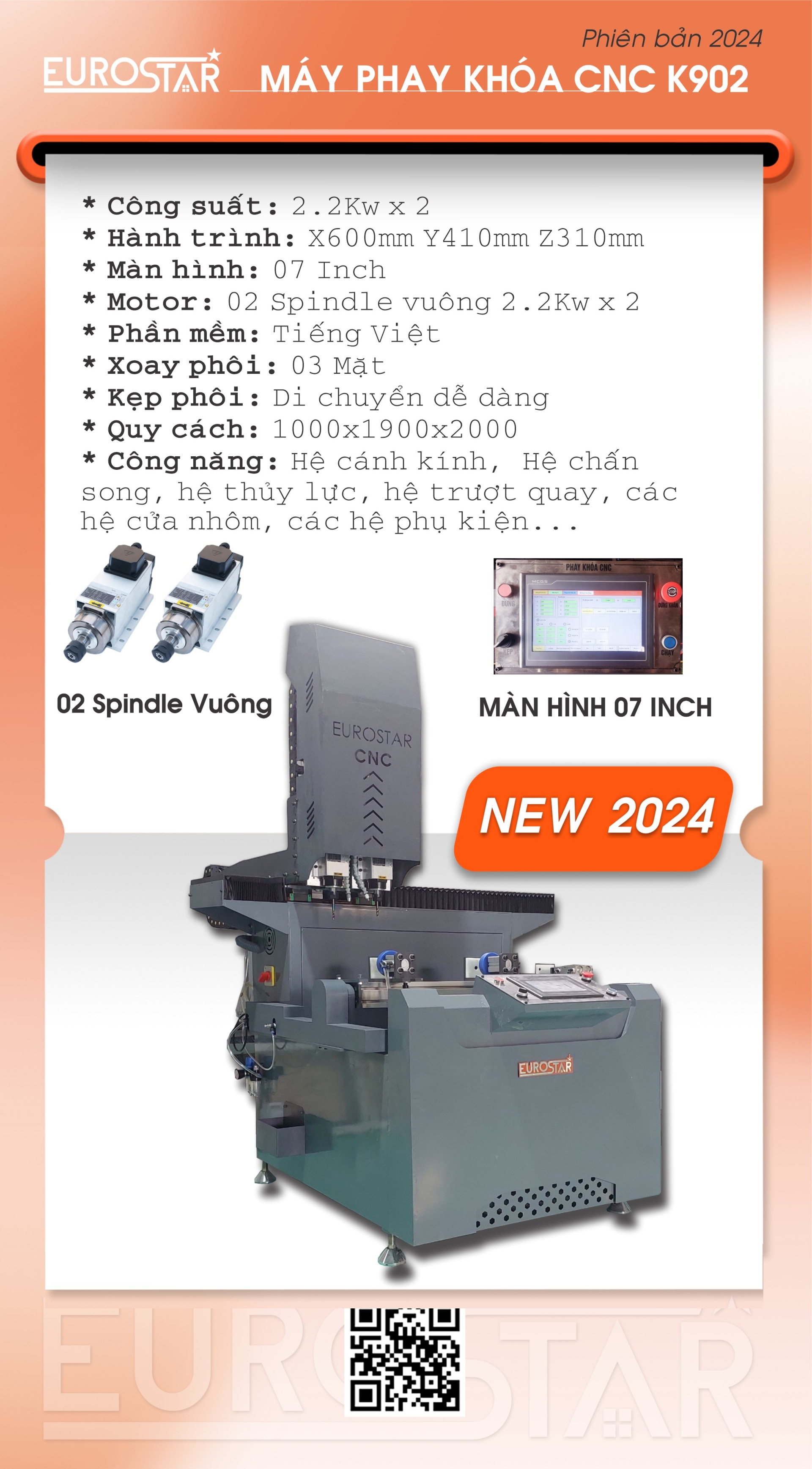 MÁY PHAY KHÓA CNC 2 ĐẦU K902