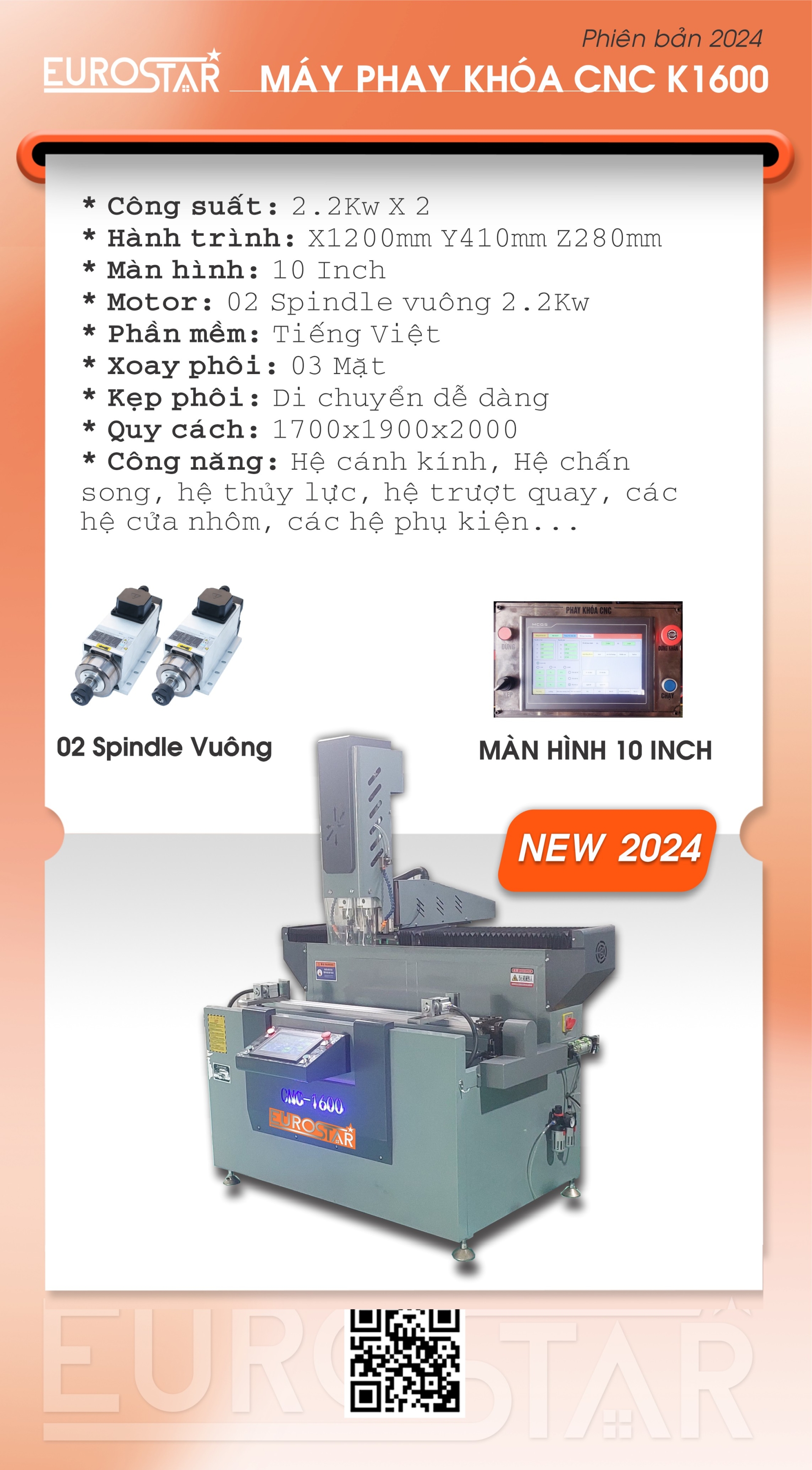 Máy Khoét Nhôm CNC 2 đầu K1600