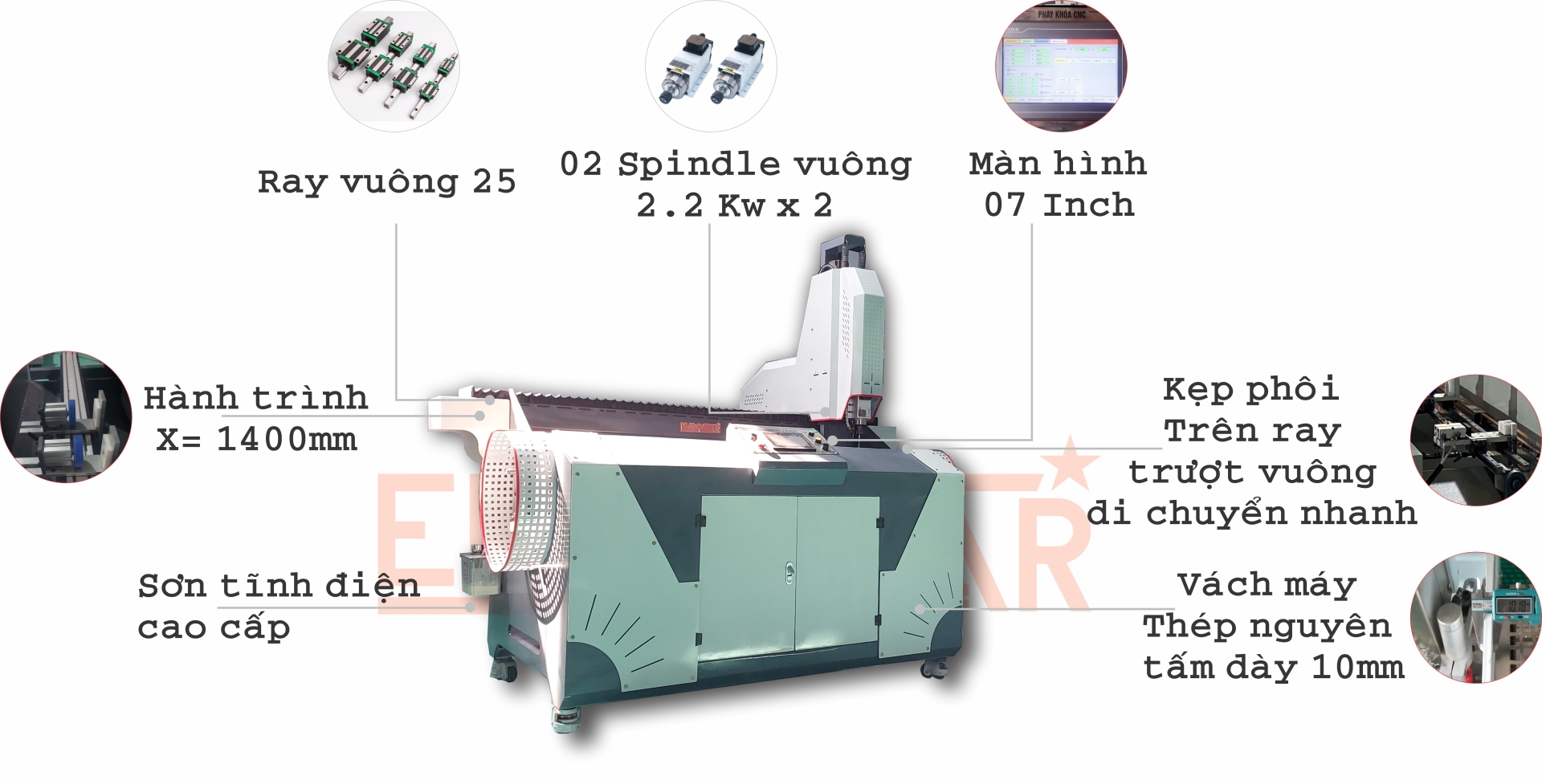 MÁY PHAY KHÓA CNC 2 ĐẦU v2000