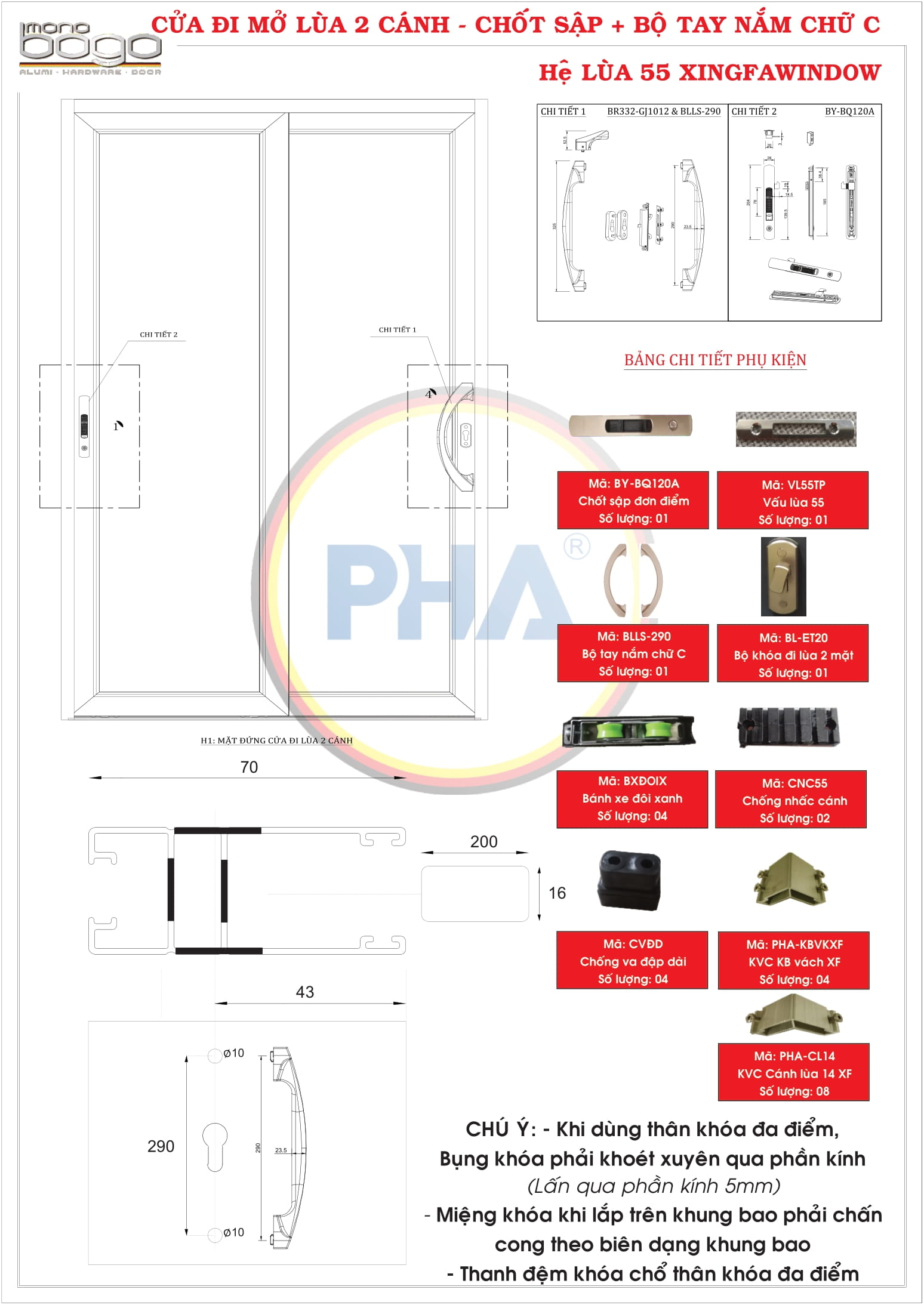 Cửa đi mở lùa 2 cánh Nhôm xfa