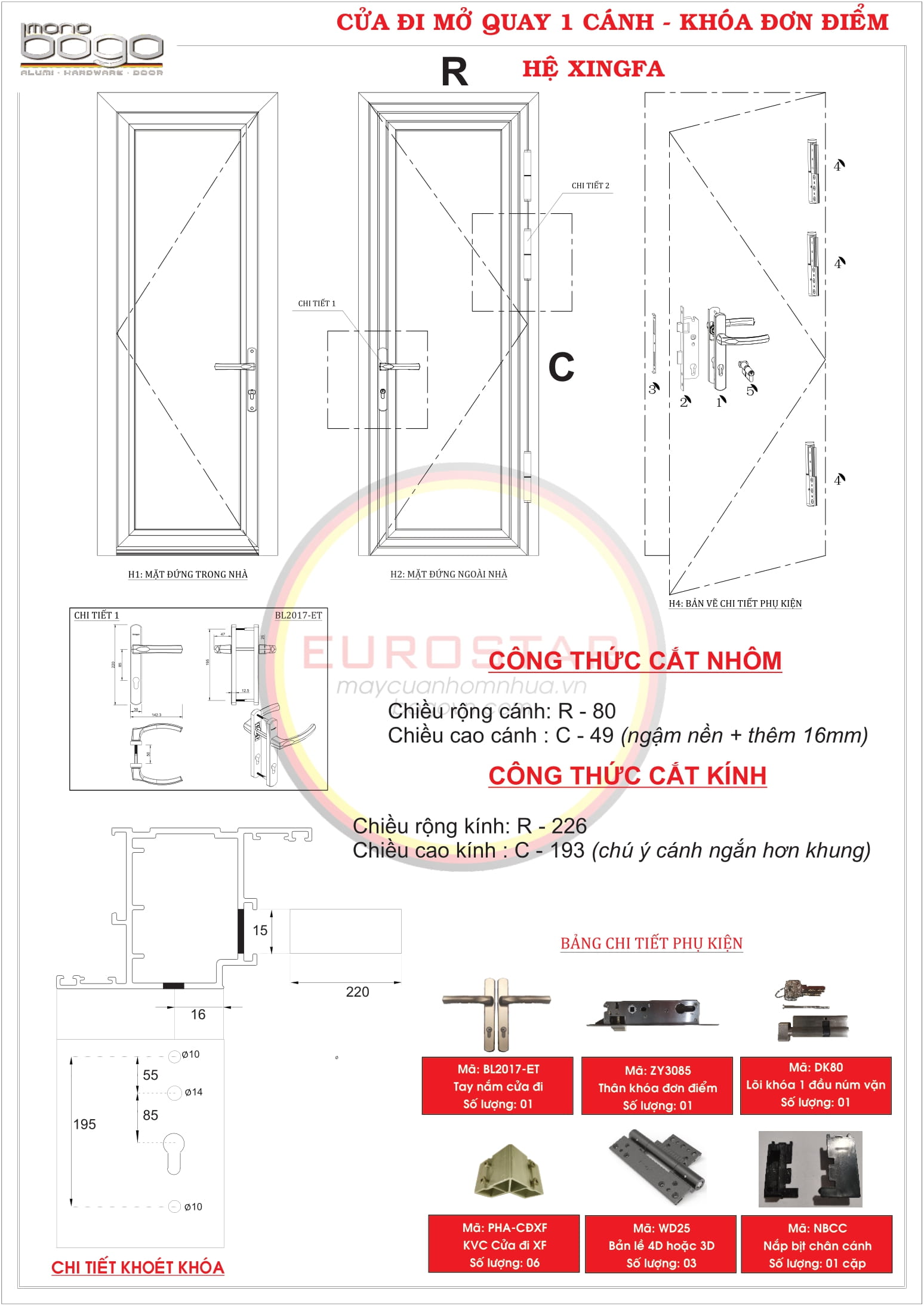 cửa đi mở quay 1 cánh