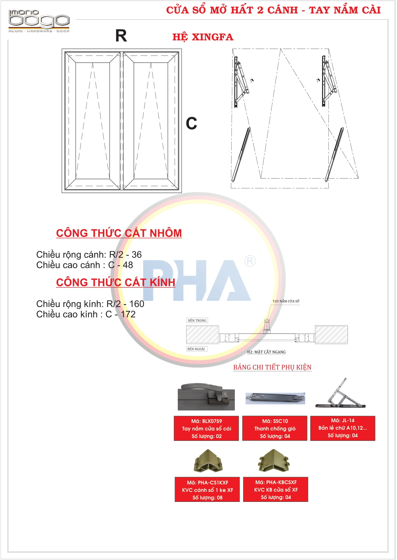 cửa sổ mở hất 2 cánh