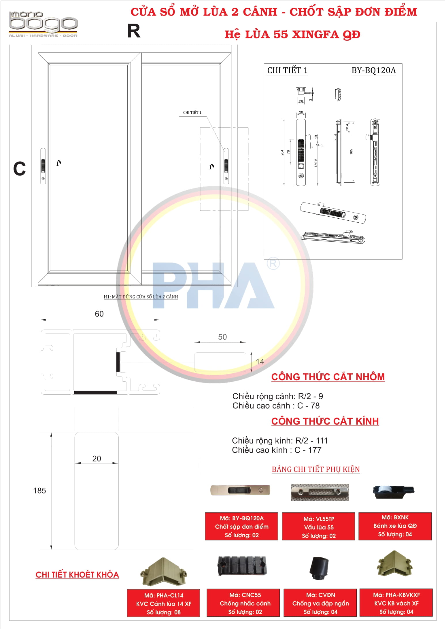 cửa sổ mở lùa 2 cánh xingfa nhập