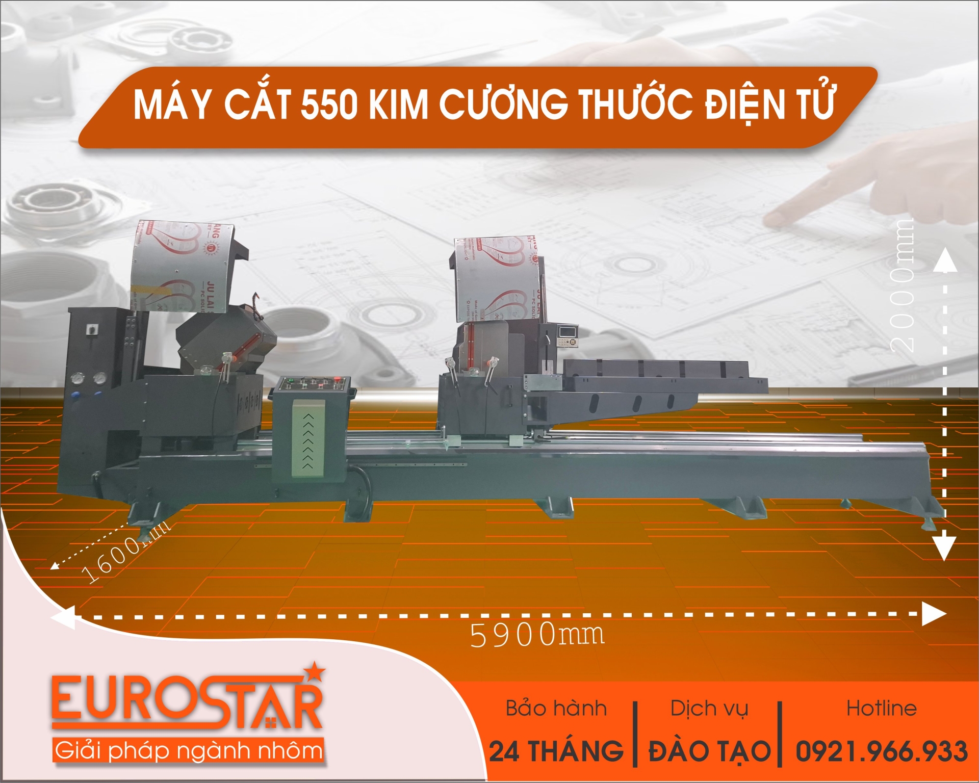máy cắt nhôm 2 đầu lưỡi 550mm