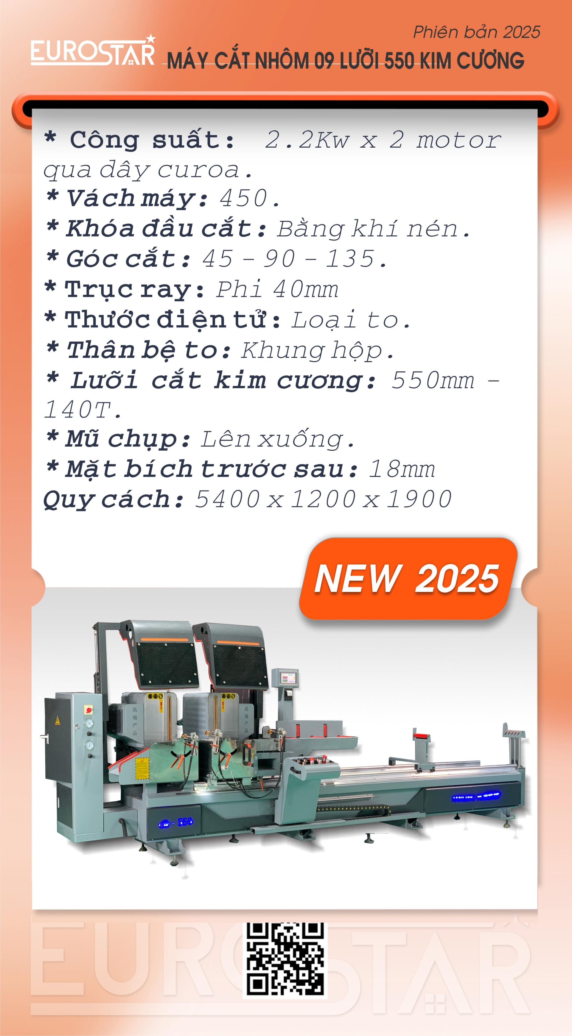 máy cắt nhôm 2 đầu lưỡi 550mm