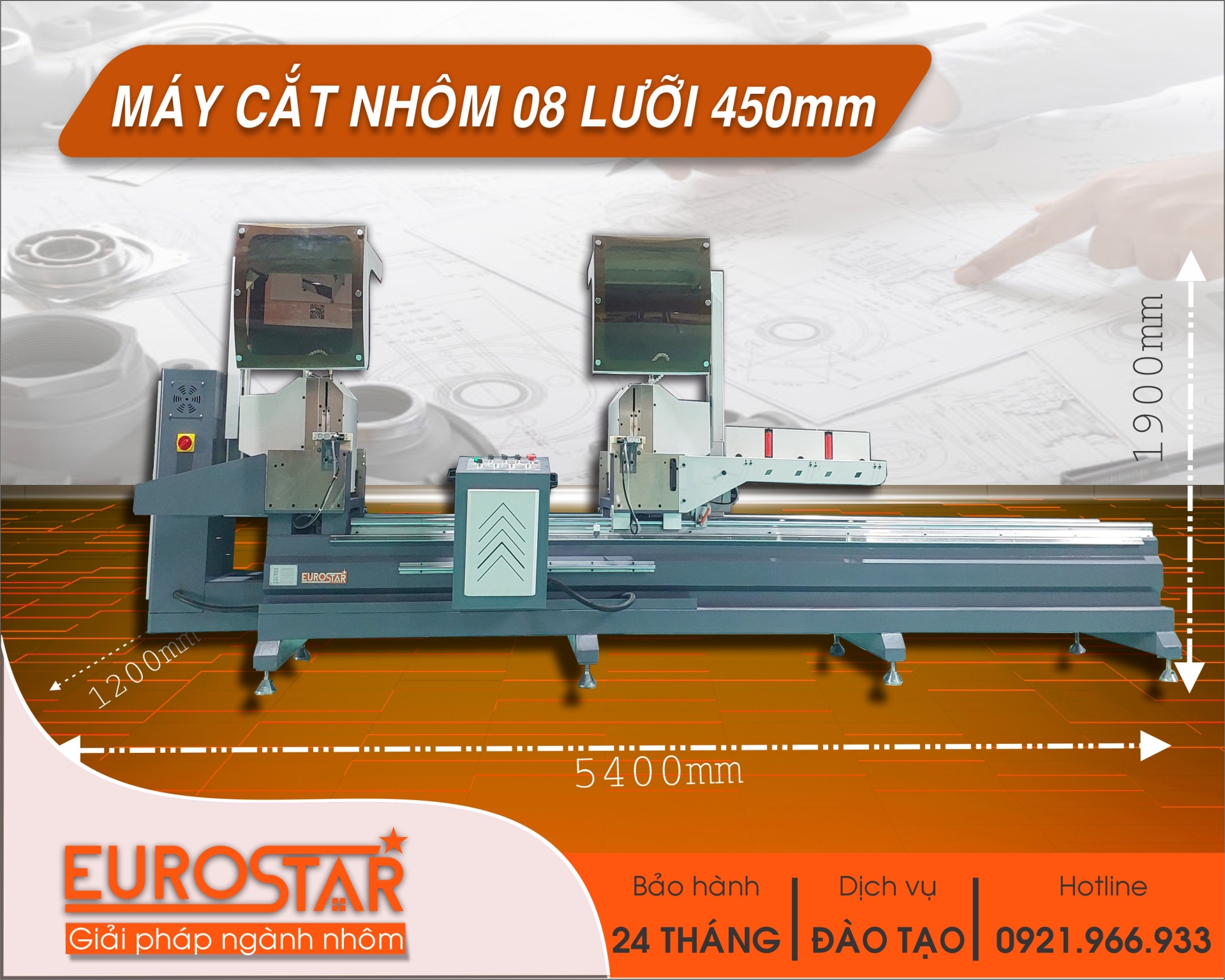 Máy cắt nhôm 08 lưỡi 450