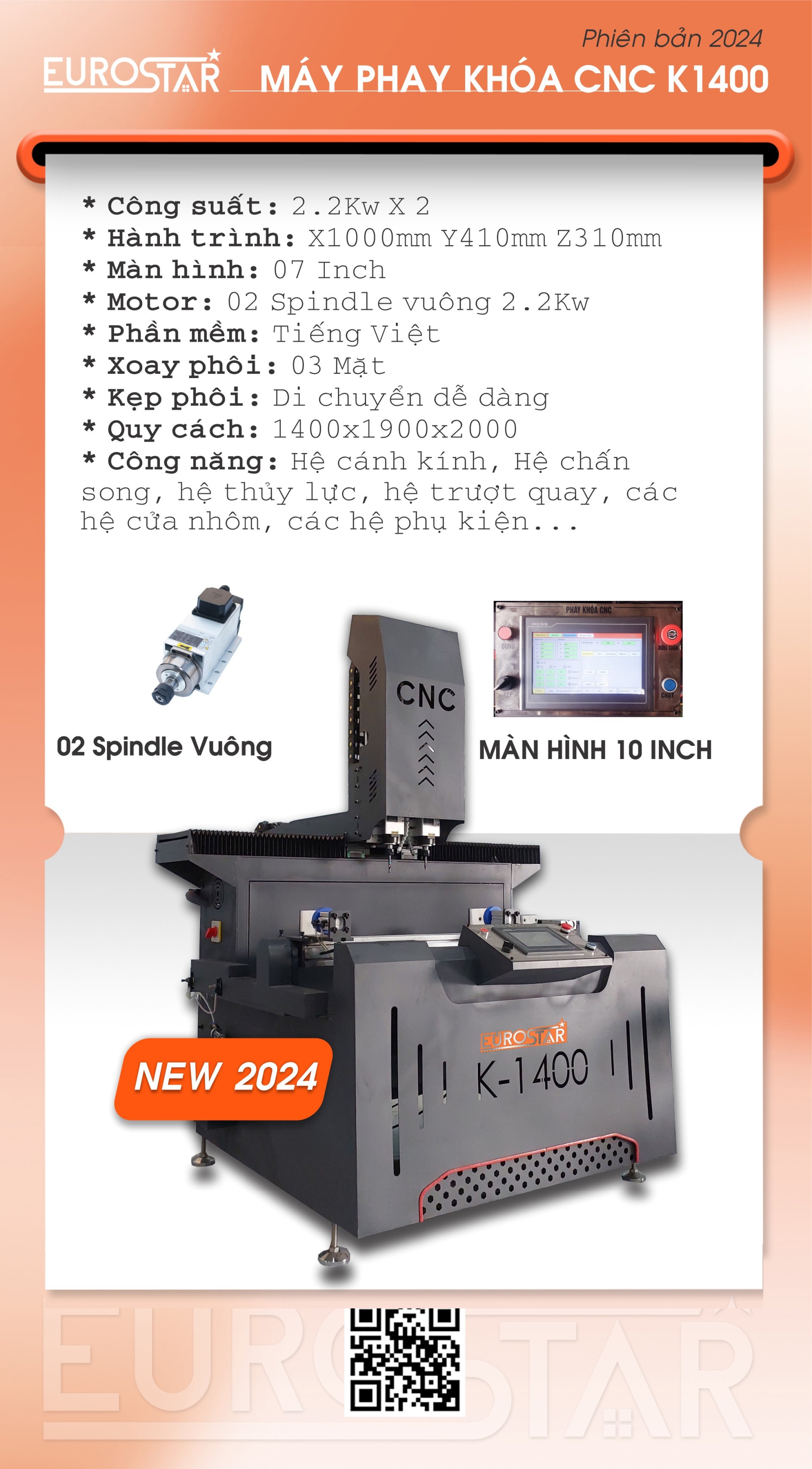 MÁY KHOÉT KHÓA CNC 2 ĐẦU K1400