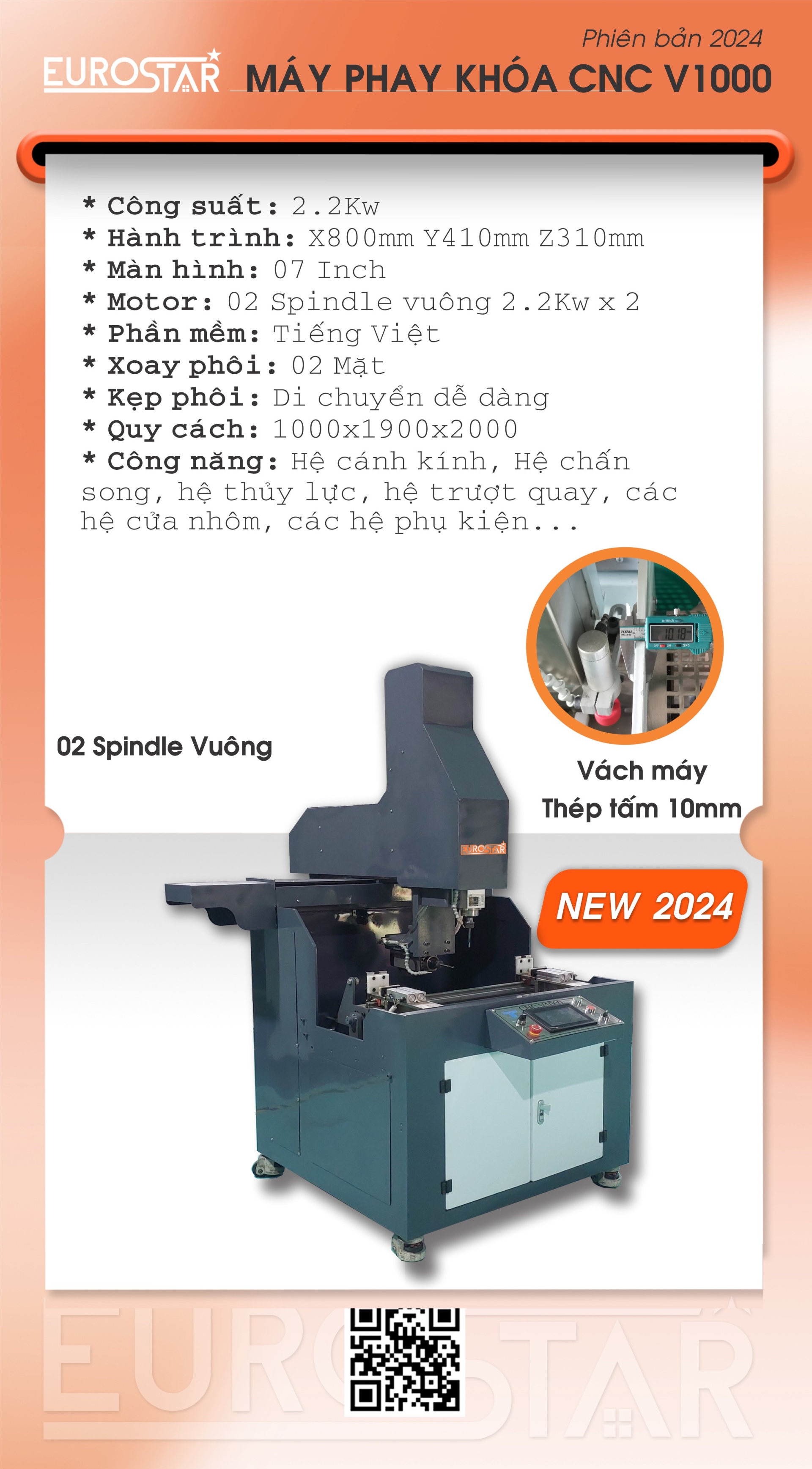 MÁY PHAY KHÓA CNC 2 ĐẦU V1000