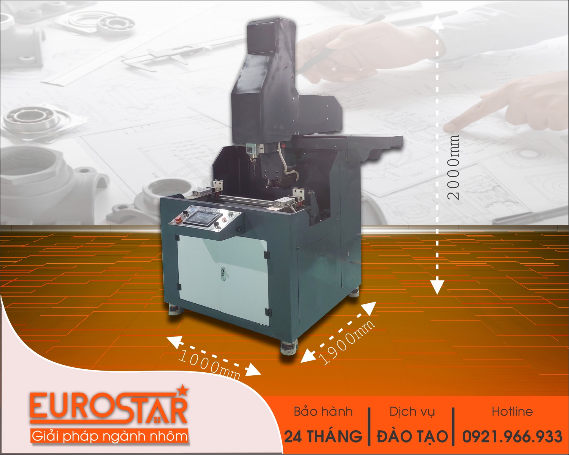 Máy Phay Khóa CNC 2 Đầu V1000