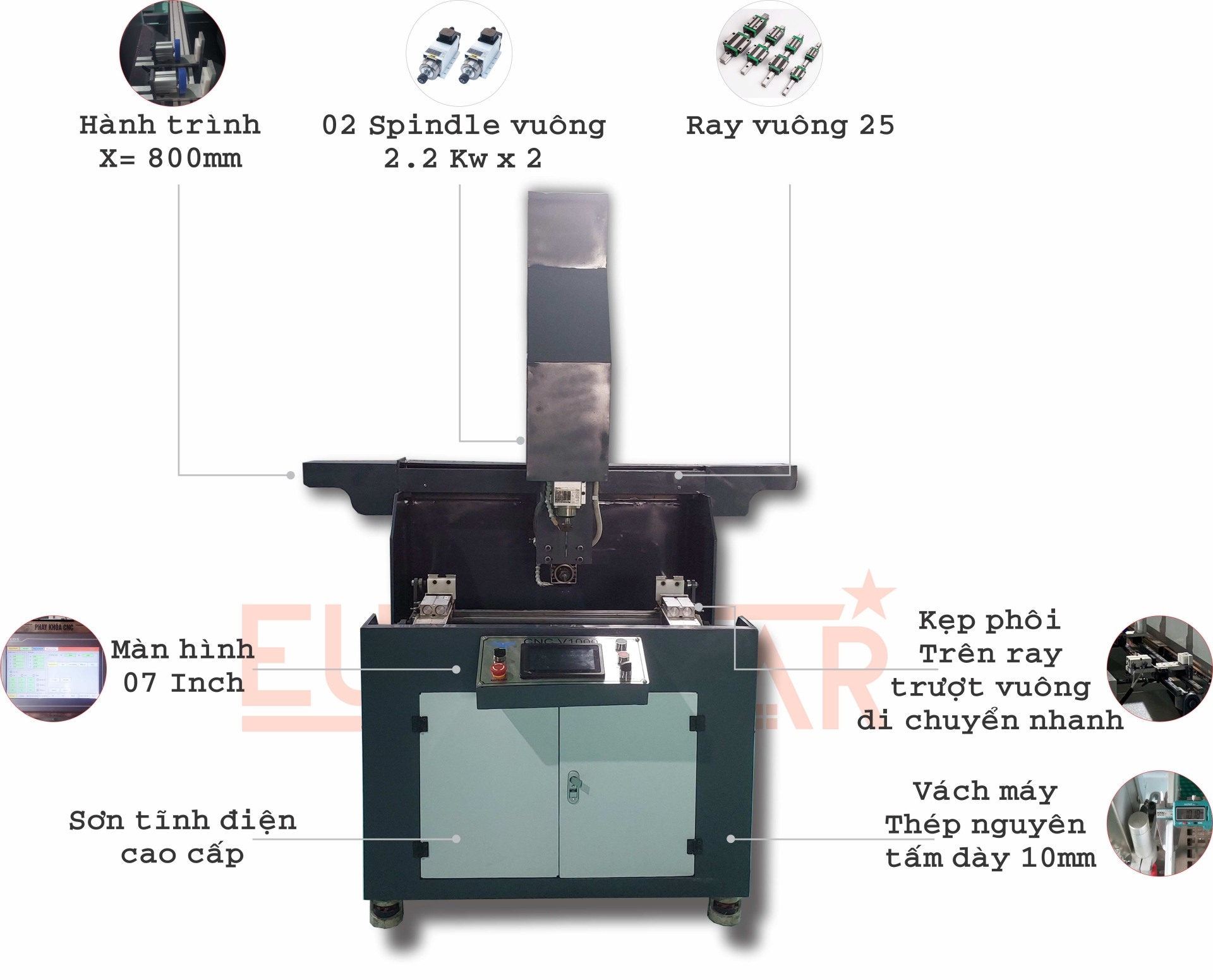 MÁY PHAY KHÓA CNC 2 ĐẦU V1000