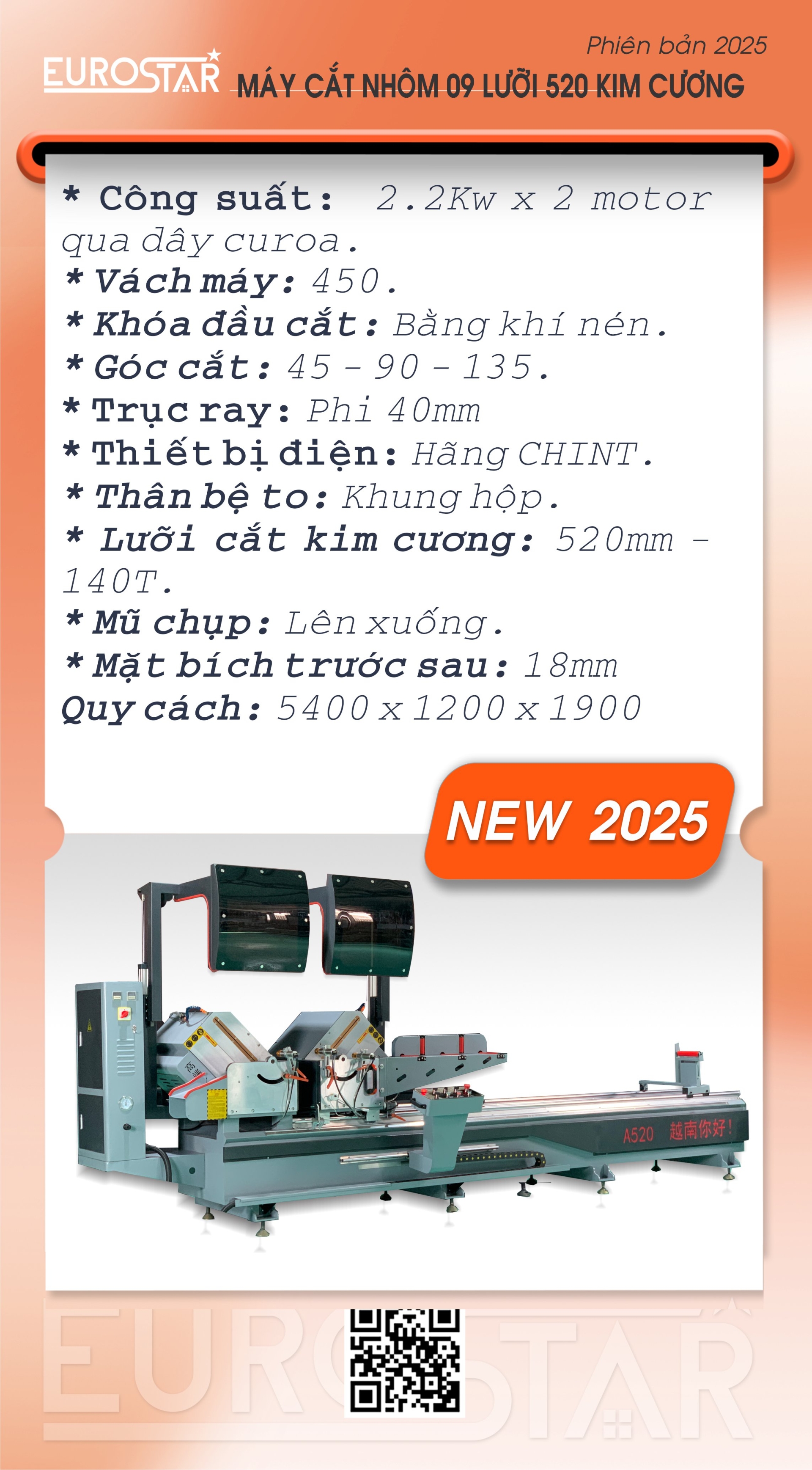 máy cắt nhôm 2 đầu lưỡi 520