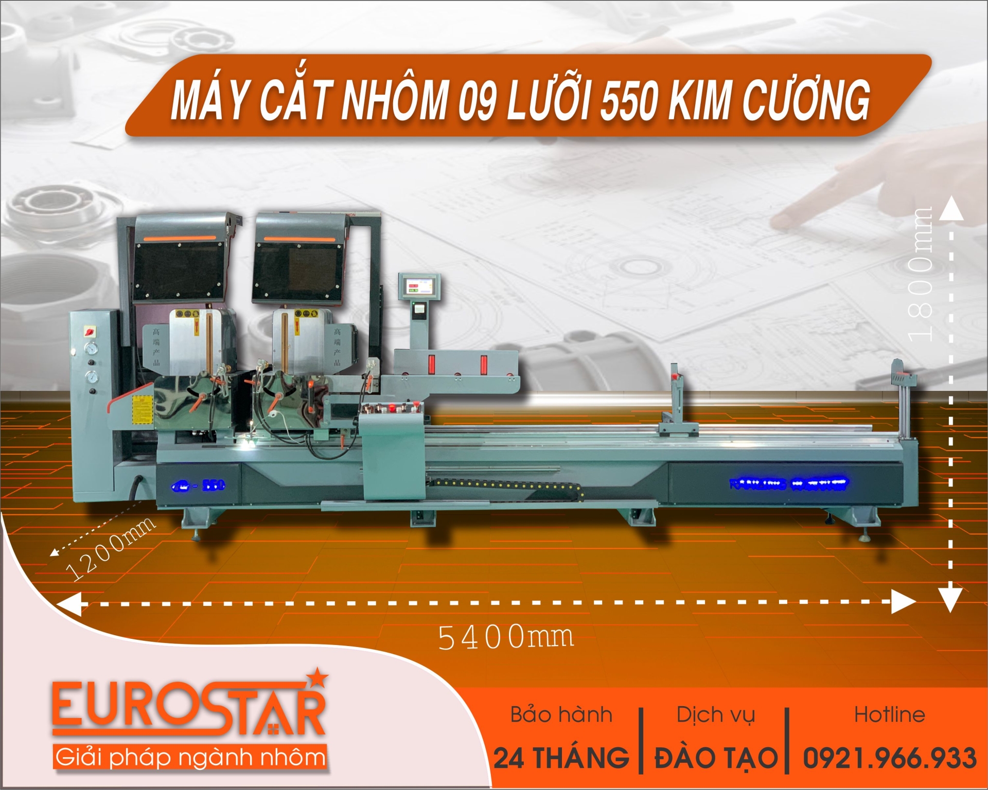 máy cắt nhôm 2 đầu lưỡi 550mm
